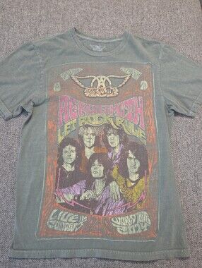Official Aerosmith tee shirt Small Let Rock Rule Seafoam Green Band Music Rock